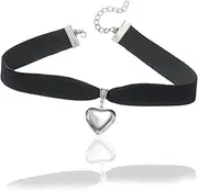 [L0famy] Black Heart Choker, Choker Necklaces for Women Vintage Goth Chokers Adjustable Y2K Black Choker Classic Choker Collar for Valentines Day Halloween Cosplay Party, 30+7cm*2cm, velvet Metal, No