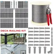 Cable Railing Kit 1/8 Stainless Steel Wire Rope Deck Railing Swage Lag Screw Pro