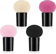 4 PCS Makeup Eggs Sponge Beauty Blender Foundation Blending Make Up Concealer Applicator Cosmetic Face Eye Brush Set With Mini Handle Loose Powder Coverage Flat End Head Holder Kit
