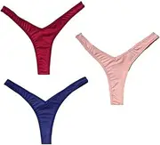 [FARZAH] 3 pcs Shape Sexy Low Rise Panties Women G String Seamless Bikini Thong Underwear Female Underpants (Color : Wine Red Pink Navy, Size : X-Large)