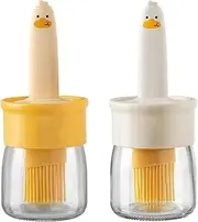 2 Pcs Silicone Oil Bottle Brush Set, Contains Oil Bottle and Brush, Barbecue Brush, Kitchen Oil Bottle Brush Kitchen Tool, Vinegar Oil Basting Pastry Brush for Cooking, Baking, BBQ Grill