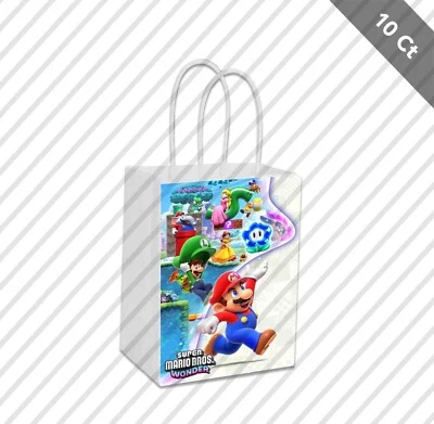 10 Super Mario Wonder Label on Gift Bag Party Favor 5.5 x 8 Game Luigi Yoshi