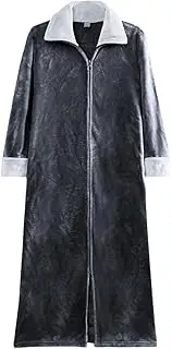 [Generic] Fashion Mens Robes Big And Tall Long Plush Knit Robe Soft Comfy Spa Robe Full Zip Up Kimono Bathrobe Fuzzy Robe Sleepwear Winter Casual Elegant Outdoor