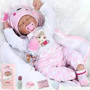 ZIYIUI Reborn Baby Dolls,22 inch 55cm Realistic Baby Dolls Soft Silicone Vinyl Weighted Cloth Body Lifelike Reborn Dolls Girls