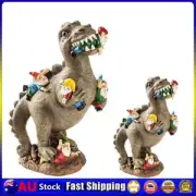 AU Dinosaur Eating Gnomes Garden Statue Outdoor Art Sculpture for Patio (S)