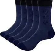 [YUEDGE] Mens Lightweight Thin Basic Mens Socks For Men, Breathable Cotton Casual Everyday Formal Office School Business Dress Socks, 5 Pairs