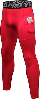 [LEICHR] Men's Compression Pants with Pockets Athletic Running Cool Dry Leggings Active Workout Sport Baselayer Tights Football