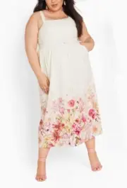 CITY CHIC Flora Dress in Ivory Floral Plus Sz Medium/18 NWT [RRP $159.95]