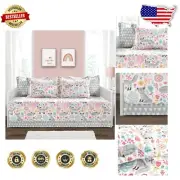 Pixie Fox 6-Piece Daybed Bedding Set, 39" x 75" - Soft Floral & Heart Print