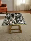 Black agate Square table, Coffee End Table, Dining Table top, unique stone