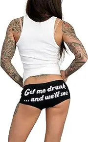 Hot Leathers Get Me Drunk Ladies Boy Shorts (Black, Large)