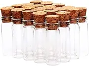 Yardenfun 24 Pack Mini Glass Bottles Cork for Diy Projects Decor Tea Snack Wrapping Party Favors