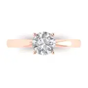 Solitaire Engagement Ring - Rose Gold, 1ct Round Cut Simulated Diamond