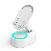 Wireless Induction Audio Bluetooth Speaker 5in1 Phone Holder Emergency Rechargeable with Colorful Ambient Light, Gifts for Men Women (White)
