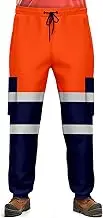 NOROZE Mens Hi Vis Trousers Work Utility & Safety Trousers with Reflective Tape |Two Tone High Visibility Jogging Bottoms, Combat Side Pocket Overtrousers, Lightweight