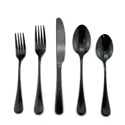JASHII Black Silverware Set, 40-Piece Stainless Steel Heavyweight Flatware Se...