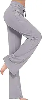 [Tmtolofot] Womens Yoga Pants with Pockets Straight-Leg Loose Comfy Modal Drawstring Lounge Running Long Active Casual Pants