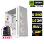 【NVIDIA】I5十核 GEFORCE RTX 4060TI{牙猿Z}電競機(I5-14400F/B760/32G D4/2TB)