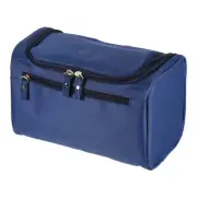 Canvas Hanging Toiletry Makeup Bag with Strap Zipper Waterproof Navy Blue