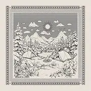 [arricraft] Square Cotton Handkerchief, Mountain Tent Pattern Square Towel Sketch Outlined Handmade Cotton Bandana for Men Women Outdoor Sports Neck Protection Headband, Mixed Color, 56x56cm