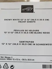 Stampin Up Snowy White 12 X 12 Velvet Sheets - 2 Sheets