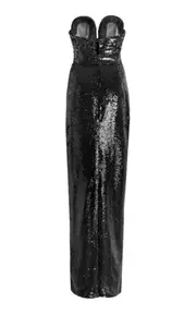 [Carolina Herrera] Strapless Rosette-Detailed Sequined Column Gown