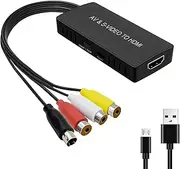 SVideo to HDMI Converter, ELASO S-Video & 3RCA CVBS AV to HDMI Adapter 1080P/720P Compatible with PC Laptop, Xbox, PS3, VHS VCR Camera DVD Players