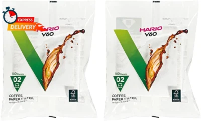 Hario V60 Paper Coffee Filter, Size 02, White, 200Ct