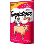 (12)- Whiskas Temptations Beef Flav Cat Treat 3 oz. pouch Mars Pedigree 72302