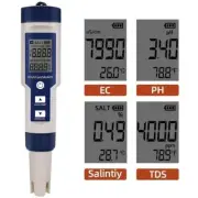 5 In 1 Digital Water Quality Tester Pen EC PH Salinity Temp Meter/Detector NEW