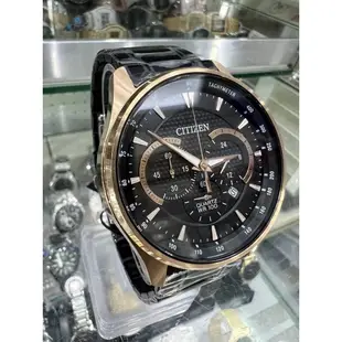 【金台鐘錶】CITIZEN 星辰手錶 男錶 三眼功能 不鏽鋼 42mm (黑x金) AN8196-55E