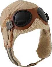 [Generico] Kids Pilot Hat, Winter Trapper Hat, Plush Pilots Hats, Boys Pilot Hats, Boys Plush Trapper Hat with Retro Pilot Design, Cold Weather And Outdoor Activities, Khaki