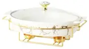 Ceramics Chafing Dish Buffet Set, Imitation Marble Finish and Buffet Warmer Set