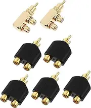 Vaguelly Audio Splitter Adapter Set Plated Connector Dual Female to Male Y Splitter for Microphone Mixer Subwoofer and Audio Equipment Connection