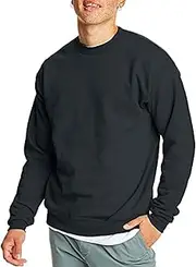 [Hanes] Men's EcoSmart Fleece Sweatshirt, Black, Small
