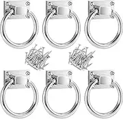 PINGEUI 6 Packs 80 mm Chair Back Drop Pulls Handle, Modern Chair Pull Rings with Mounting Screws, Ring Pull Handle for Chairs, Cabinets, Doors, Silver