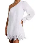 Hill House The Mila Dress Linen Blend White Eyelet Women's Size Small
