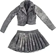 Generic 1/6 Scale Jacket and Skirt Set for Female Figure Doll Clothing Miniature Outfit , Black Gray