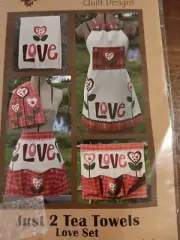 The Wooden Bear Quilt Design Just 2 Tea Towels Uncut Pattern LOVE Apron etc