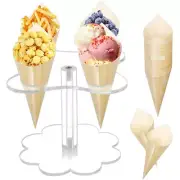 50pcs Disposable Wood Appetizer Cones Ice Cream Cone Cups Party Candy Cones