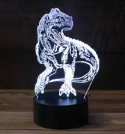 3D T-Rex Dinosaur Desk Light - 7 Color LED Lamp Base w USB & Touch control