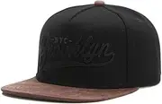 Generic Cool Brooklyn NYC Black Snapback Hat - Brooklyn New York hat - Adjustable Flat Brim Baseball Hat for Men and Women - Urban Edge Flat Brim Hat with Street Art Emblem, Black, Small-Large