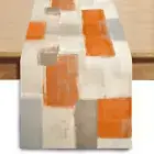 Orange Grey Watercolor Table Runner 72 Inches Long, Art Abstract Modern Table Ru