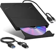 [Wbacon] External Blu-ray Drive, External Blueray/DVD Drive for PC External Bluray Burner USB 3.0 Type-C Compatible with Windows/MacOS/Linux Laptop Desktop