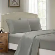 Fabric Fantastic 1000tc Ultra Soft Queen Size Bed Grey Flat & Fitted Sheet Set