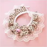 Choker Pet Collar Cat Dog Accessories Lace Leopard Print Bow with Bell Saliva Towel Pet Supplies Adjustable Pet Pet Accessories (Color : Pink, Size : L 30-35cm)