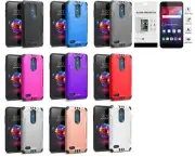 For LG Xpression Plus X410ASR (2018) Brushed Hybrid Case Cover + Tempered Glass