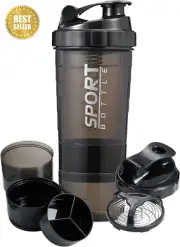16Oz Shaker Blender Bottle for Protein Pre Workout with Powder Container Kit