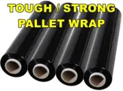BOX OF 4 ROLLS 500MM X 400M UV BLACK OPAQUE 25UM STRETCH FILM PALLET SHRINK WRAP