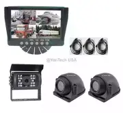 QUAD REAR VIEW BACKUP CAMERA SYSTEM WITH 7"MONITOR & CCD 700TVL 120° IR CAMERAS